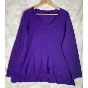 Eileen Fisher Sweater Womens Size L Purple Yak Merino Wool Blend Ribbed Pullover